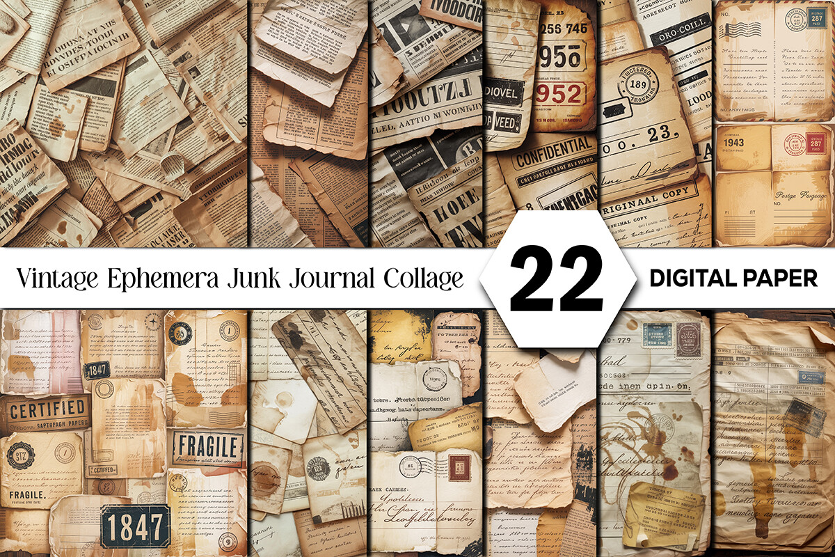 Vintage Ephemera Junk Journal Collage