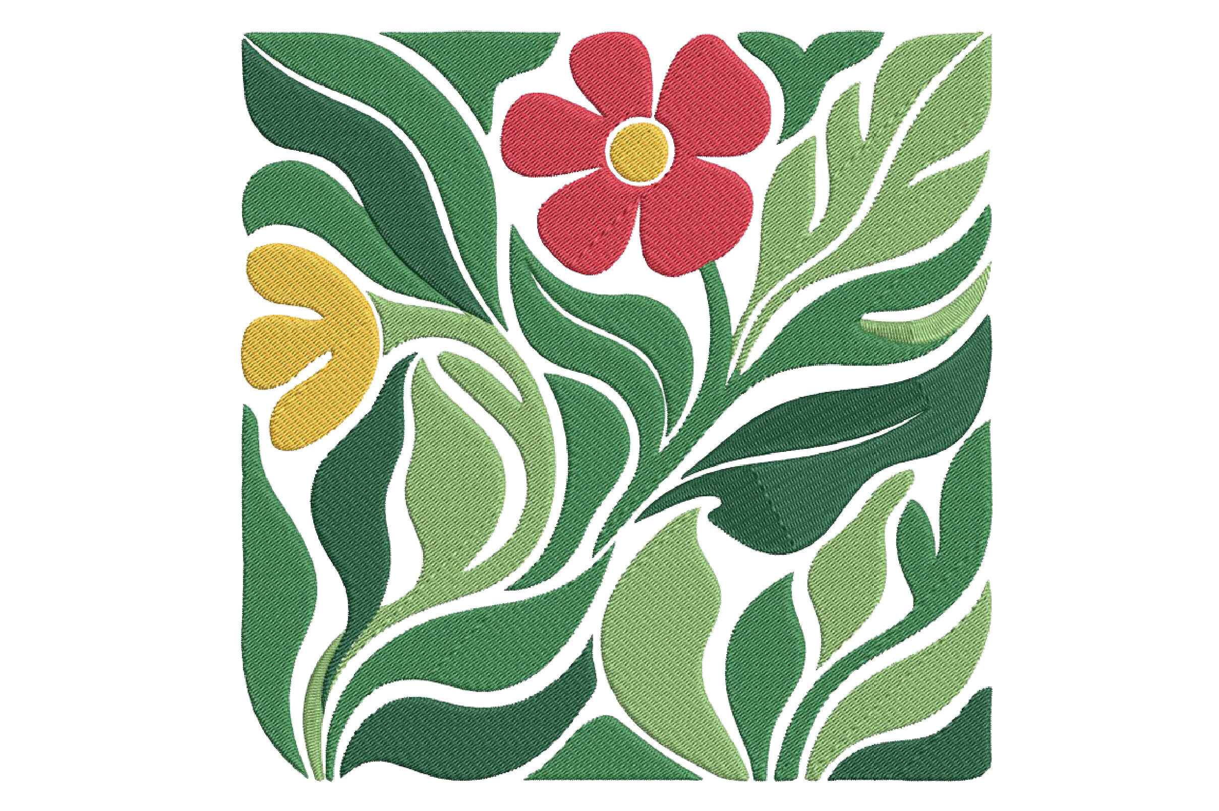 Abstract Tropical Floral Embroidery