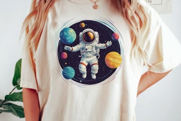Astronaut Floating Among Planets Png