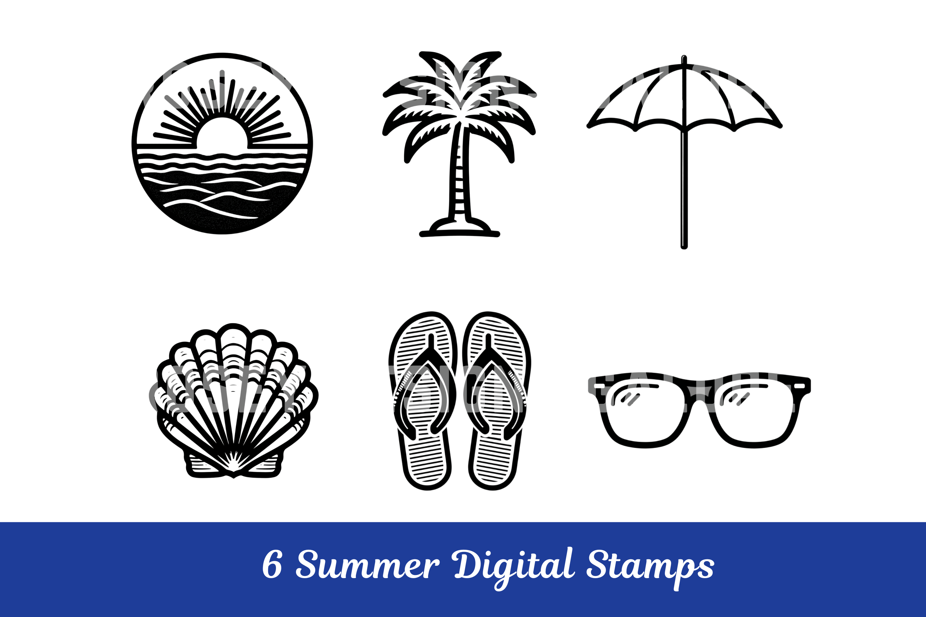 Beach Summer Digital Stamp PNG's Clipart