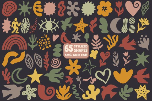Boho Stylized Shapes SVG & CSH Pack