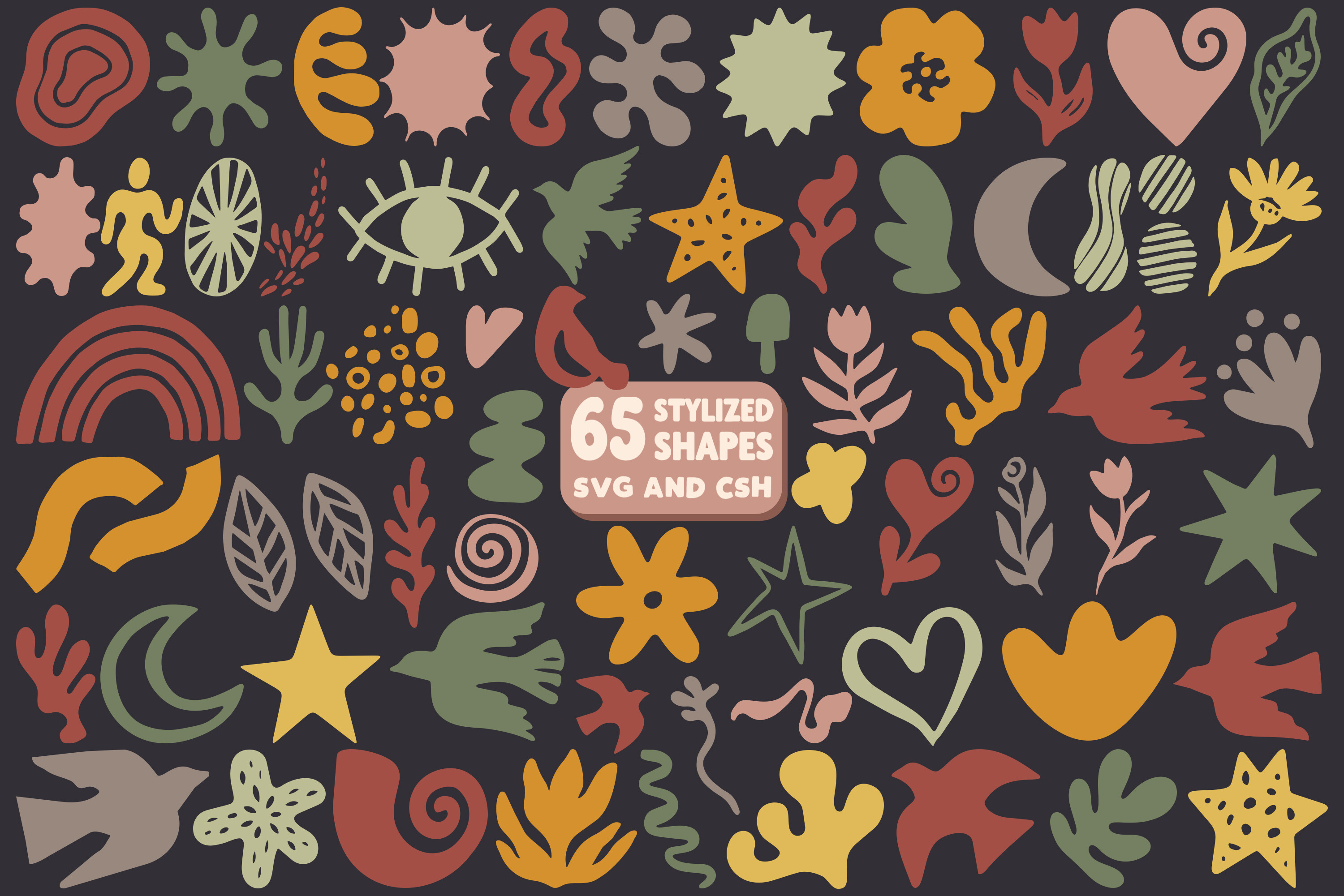 Boho Stylized Shapes SVG & CSH Pack