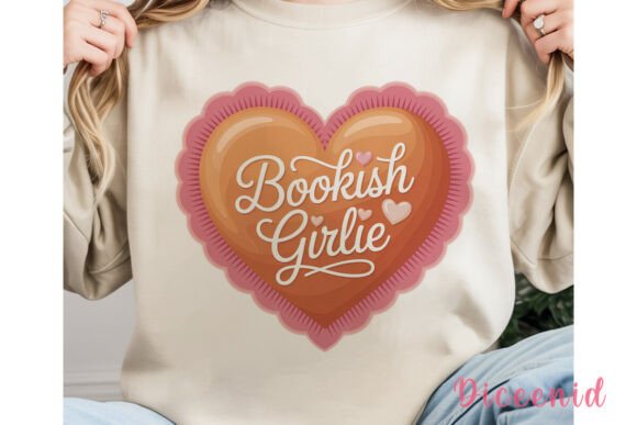 Bookish Girlie Heart Sublimation Design Afbeelding Afdrukbare Illustraties Door Diceenid