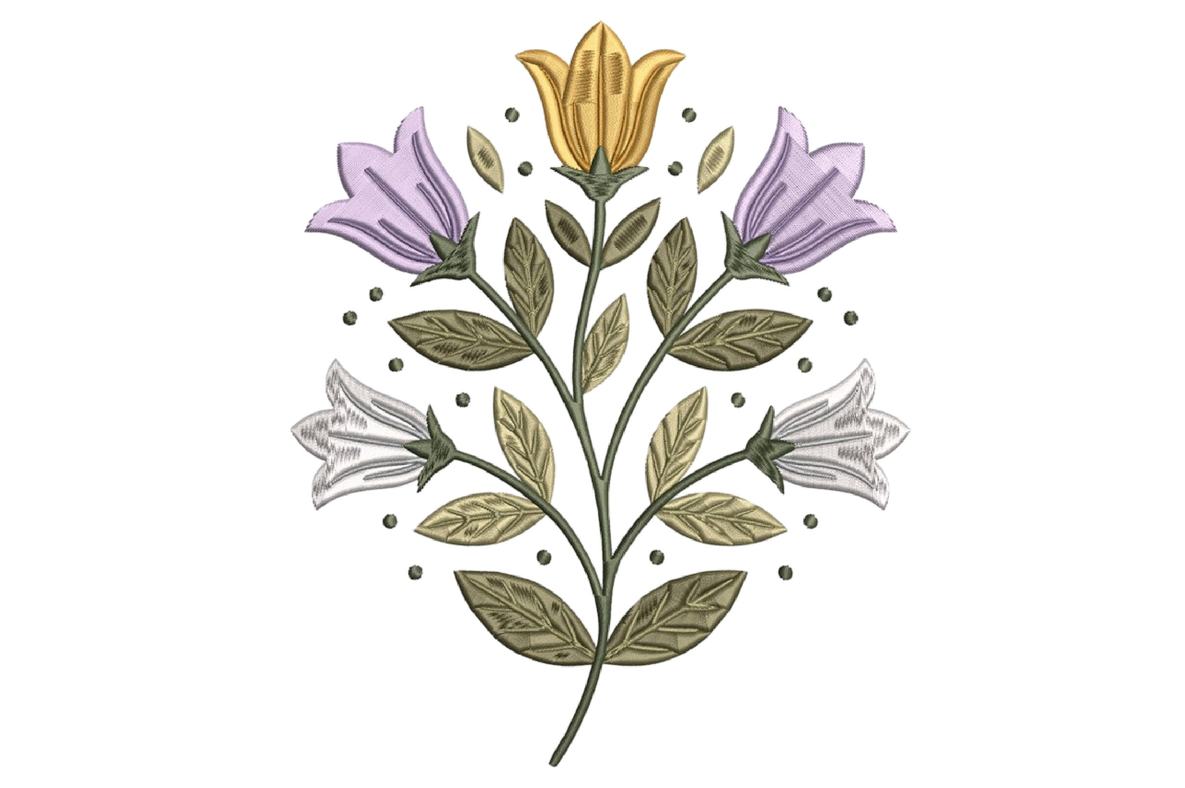 Botanical Flower Embroidery Design