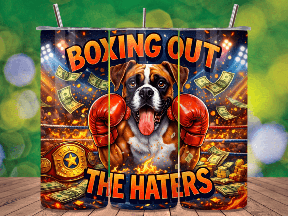 boxing out the haters boxer dog tumbler wrap SVG PNG for Cricut