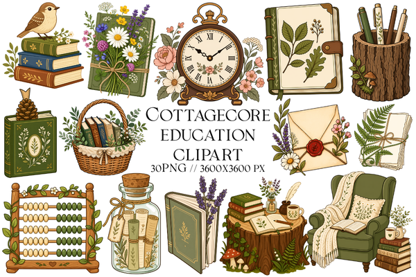 Cottagecore Education Clipart