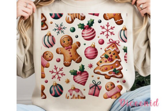 Cute Gingerbread Christmas Pattern PNG Gráfico Ilustraciones Imprimibles Por Diceenid