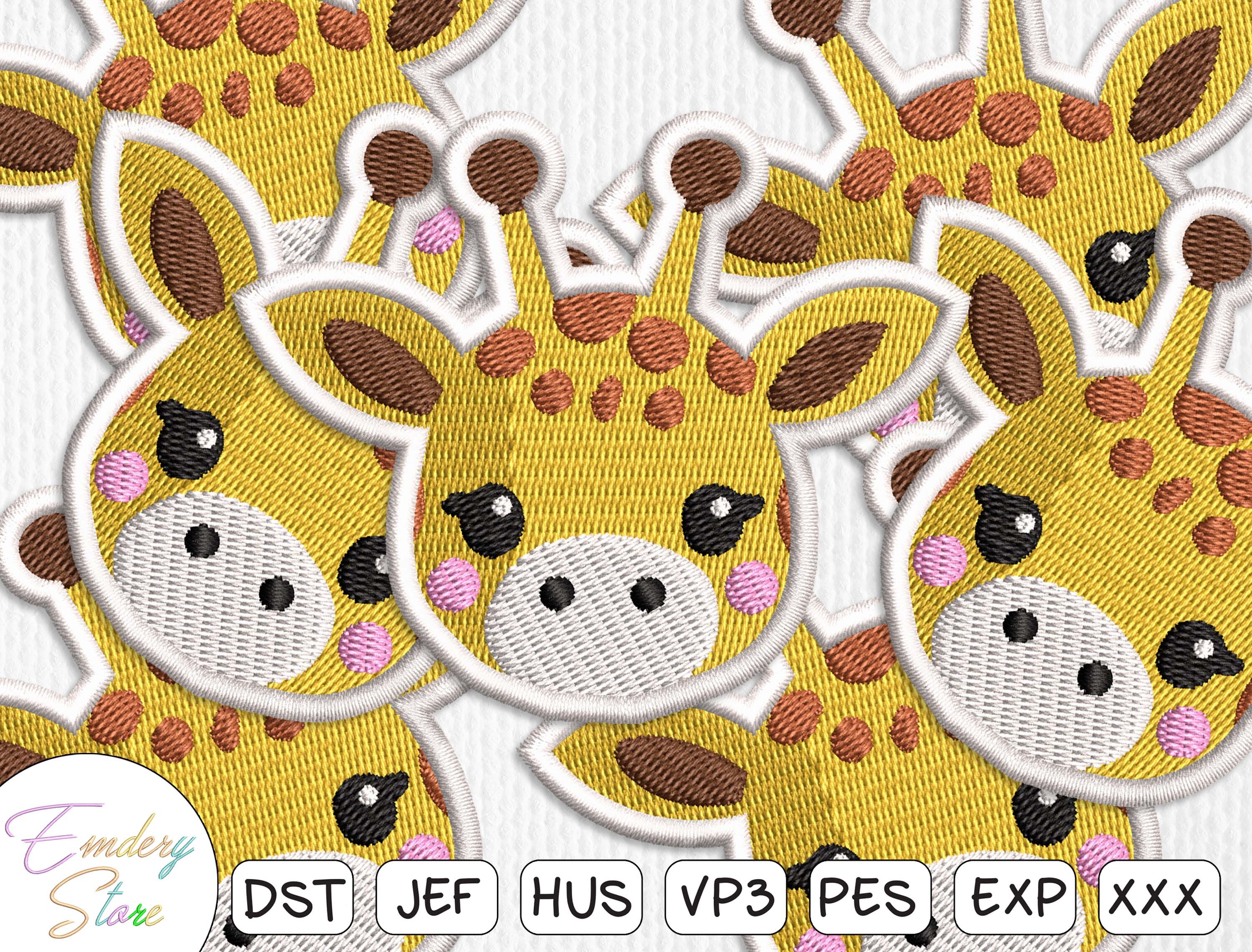 Cute Giraffe Patch Embroidery Design