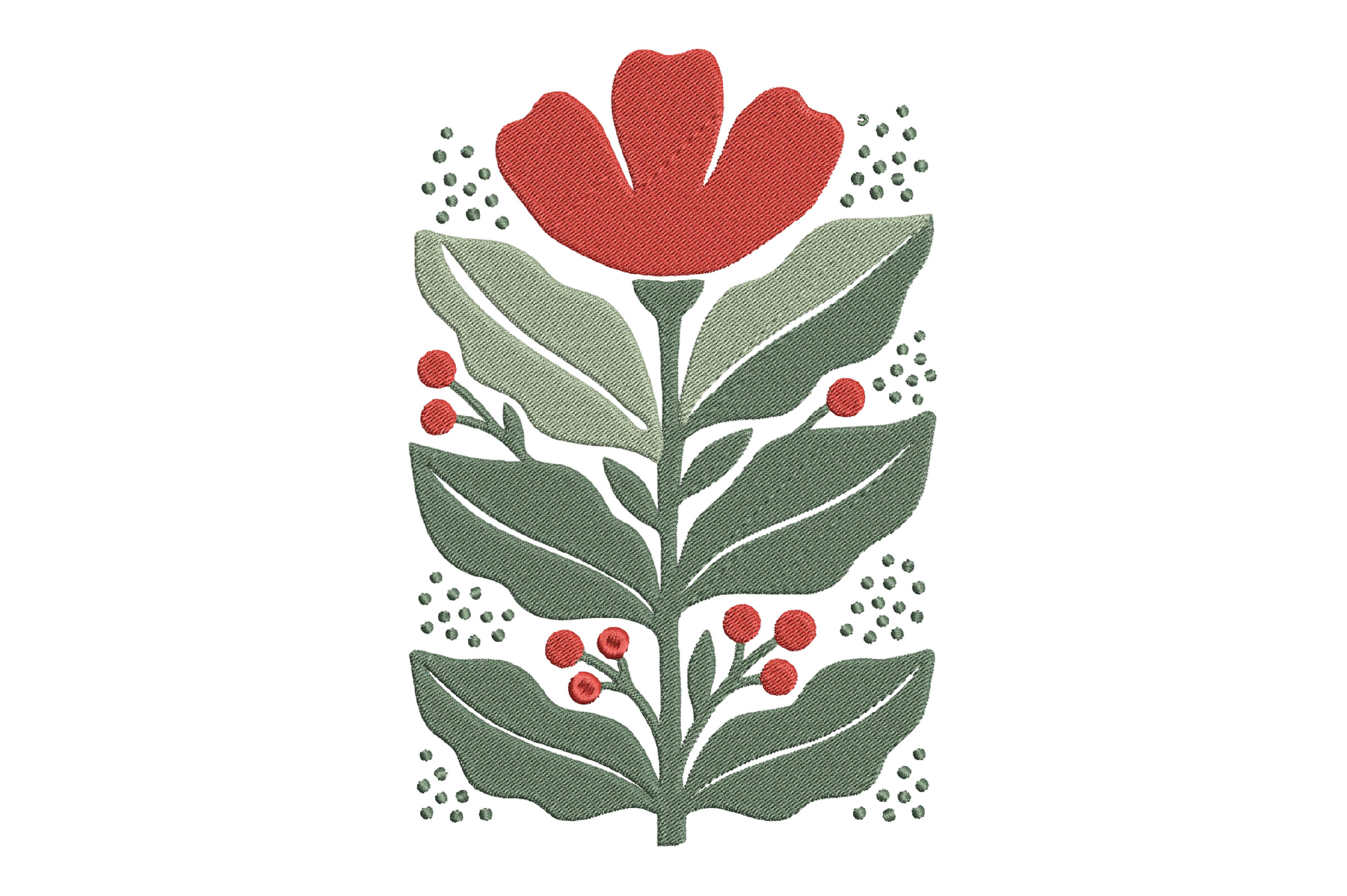 Embroidery Red Flower Design