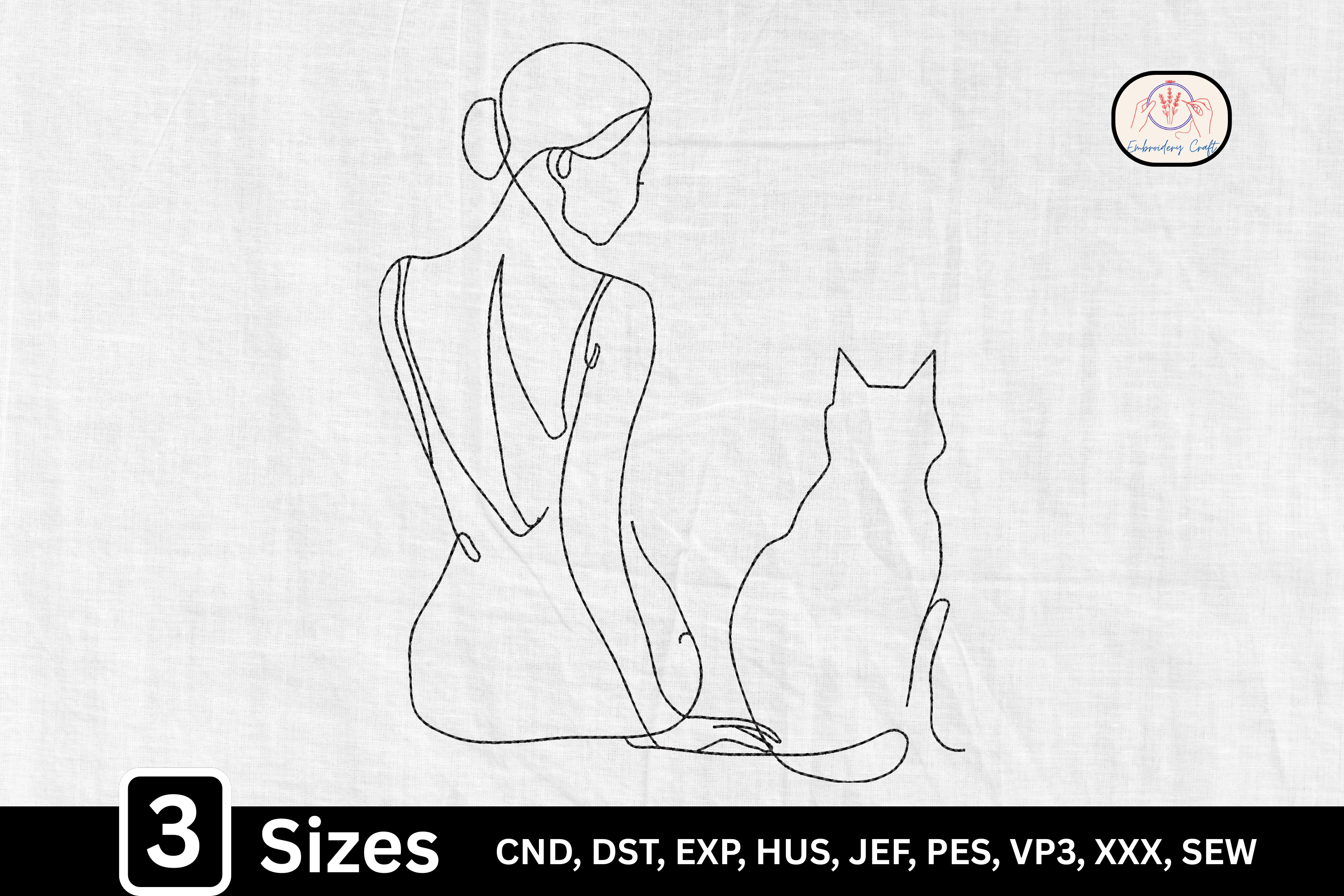 Line Art Minimalist Cat Lover Woman