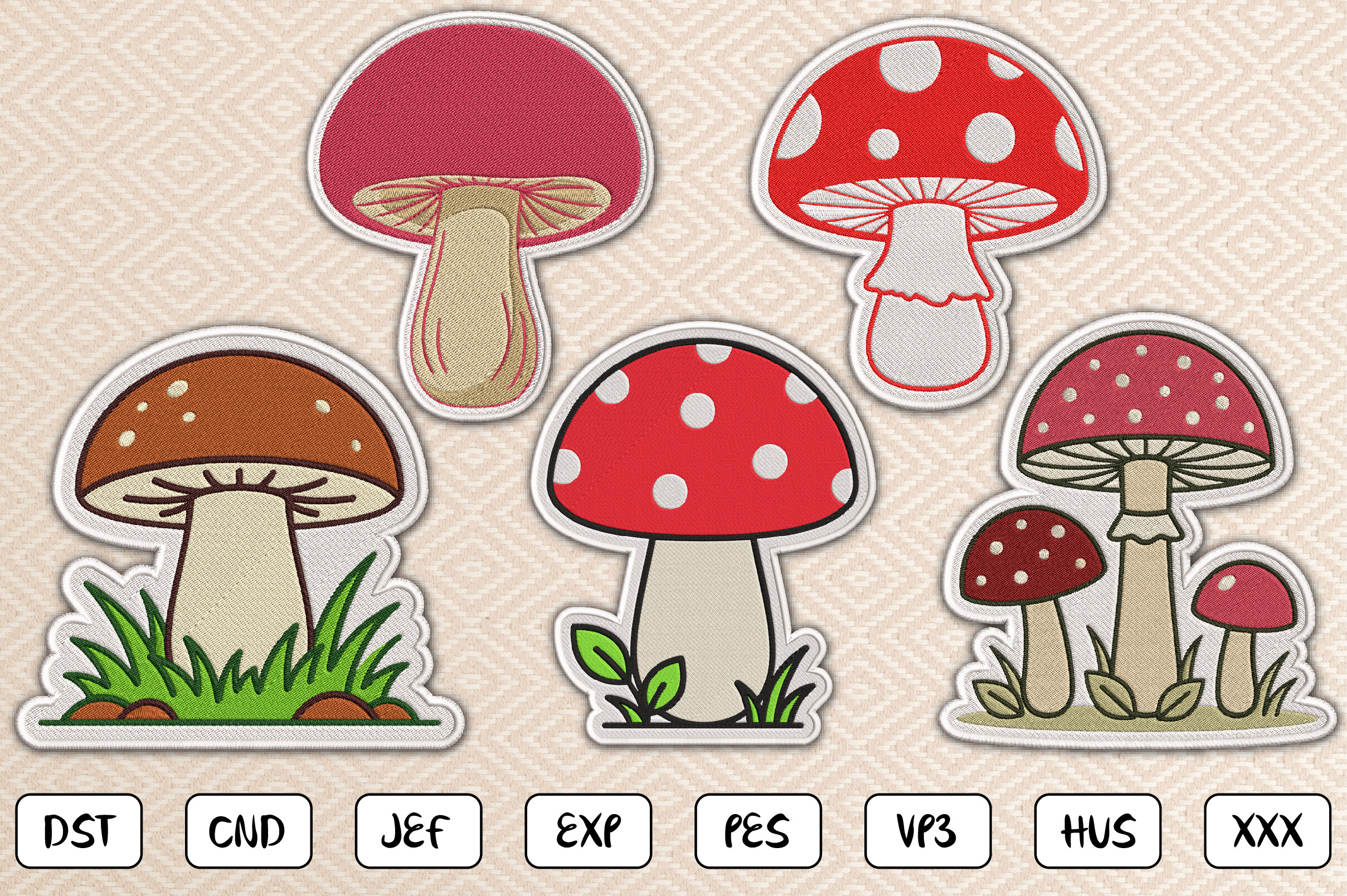 Mushroom Patch Embroidery Bundle