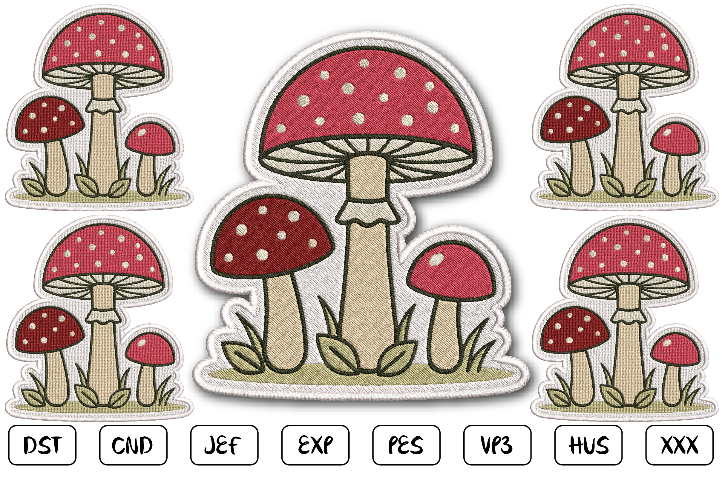 Mushroom Trio Patch Embroidery