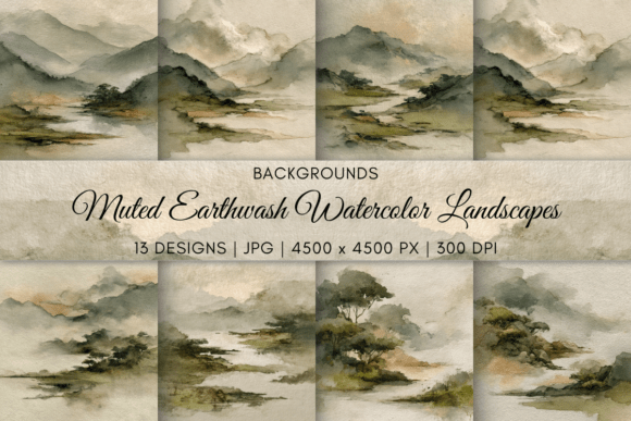 Muted Earthwash Watercolor Landscapes