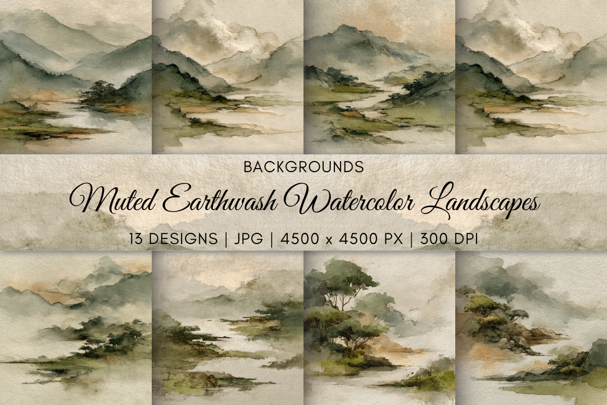 Muted Earthwash Watercolor Landscapes