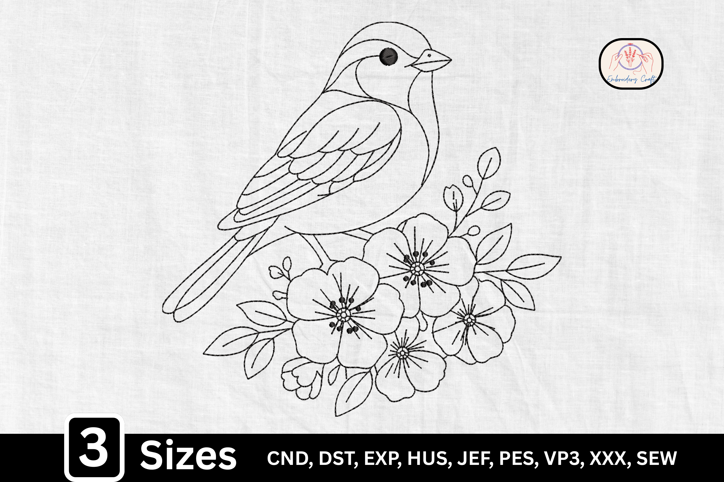 Nature Line Art Floral Bird
