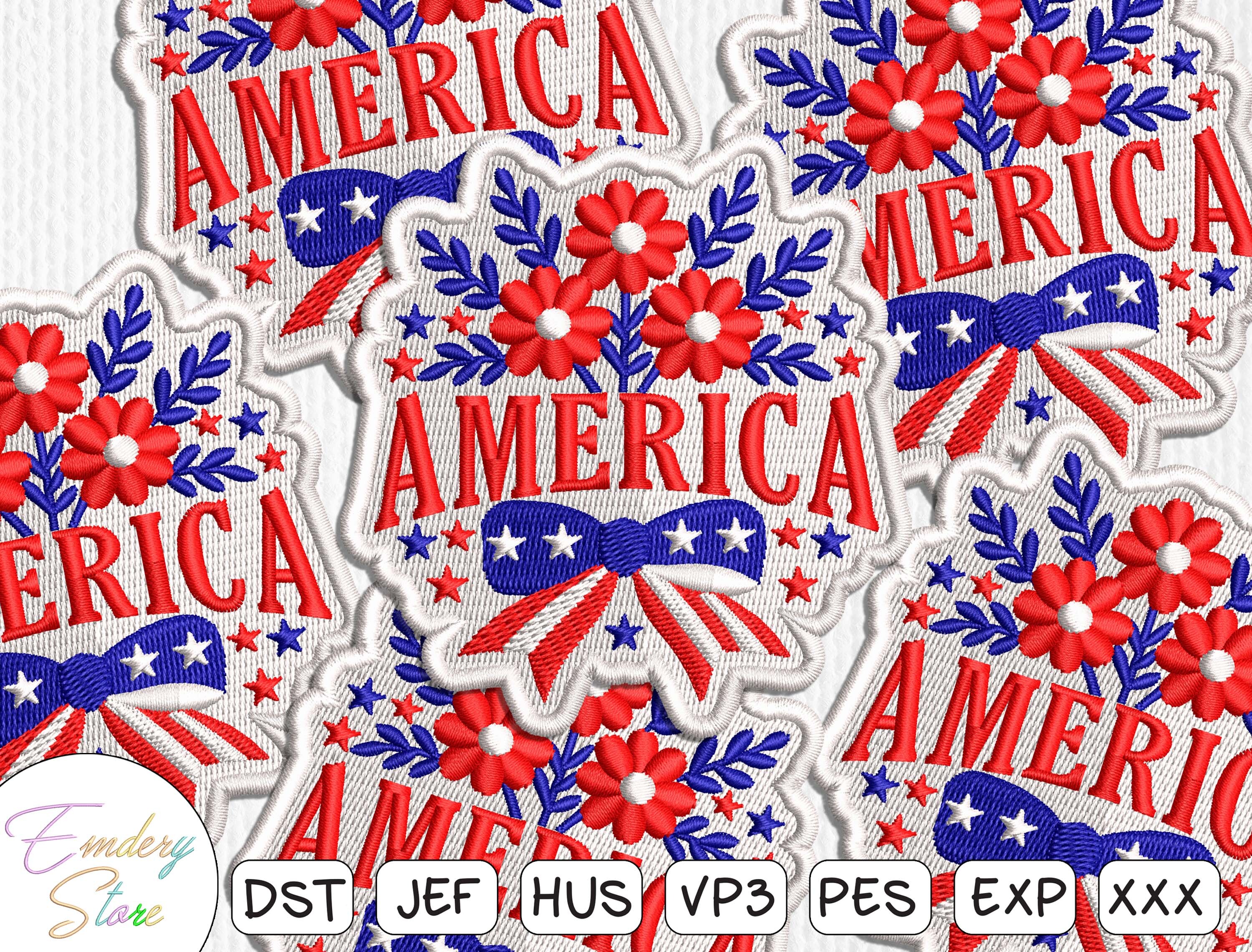 Patriotic Floral Patches Embroidery File