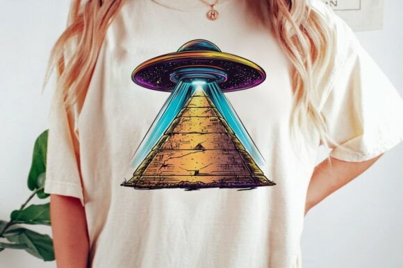 Pyramid UFO Beam Galaxy Art Png