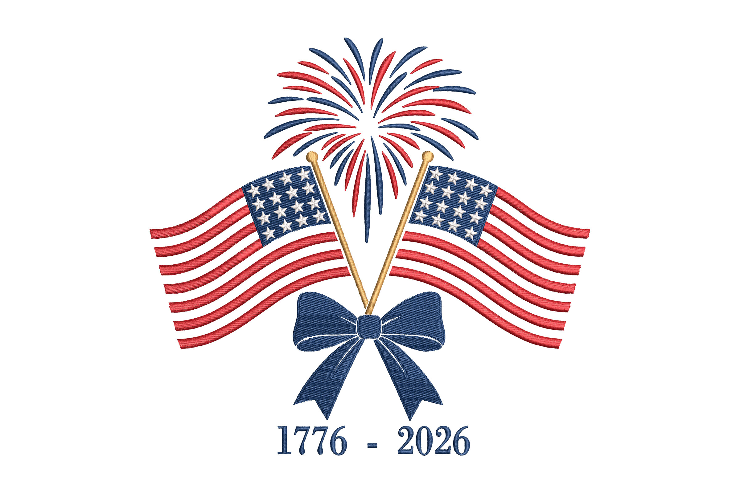USA Flags Fireworks Bow 1776-2026