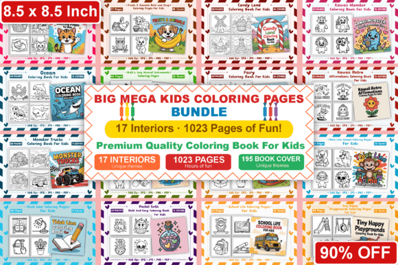 1023 Big Mega Kids Coloring Pages Bundle