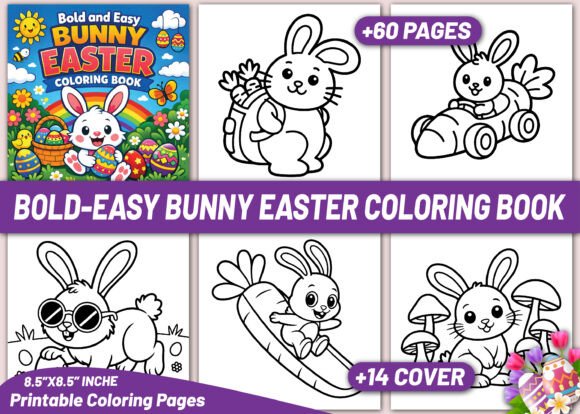 BOLD & EASY BUNNY EASTER COLORING BOOK