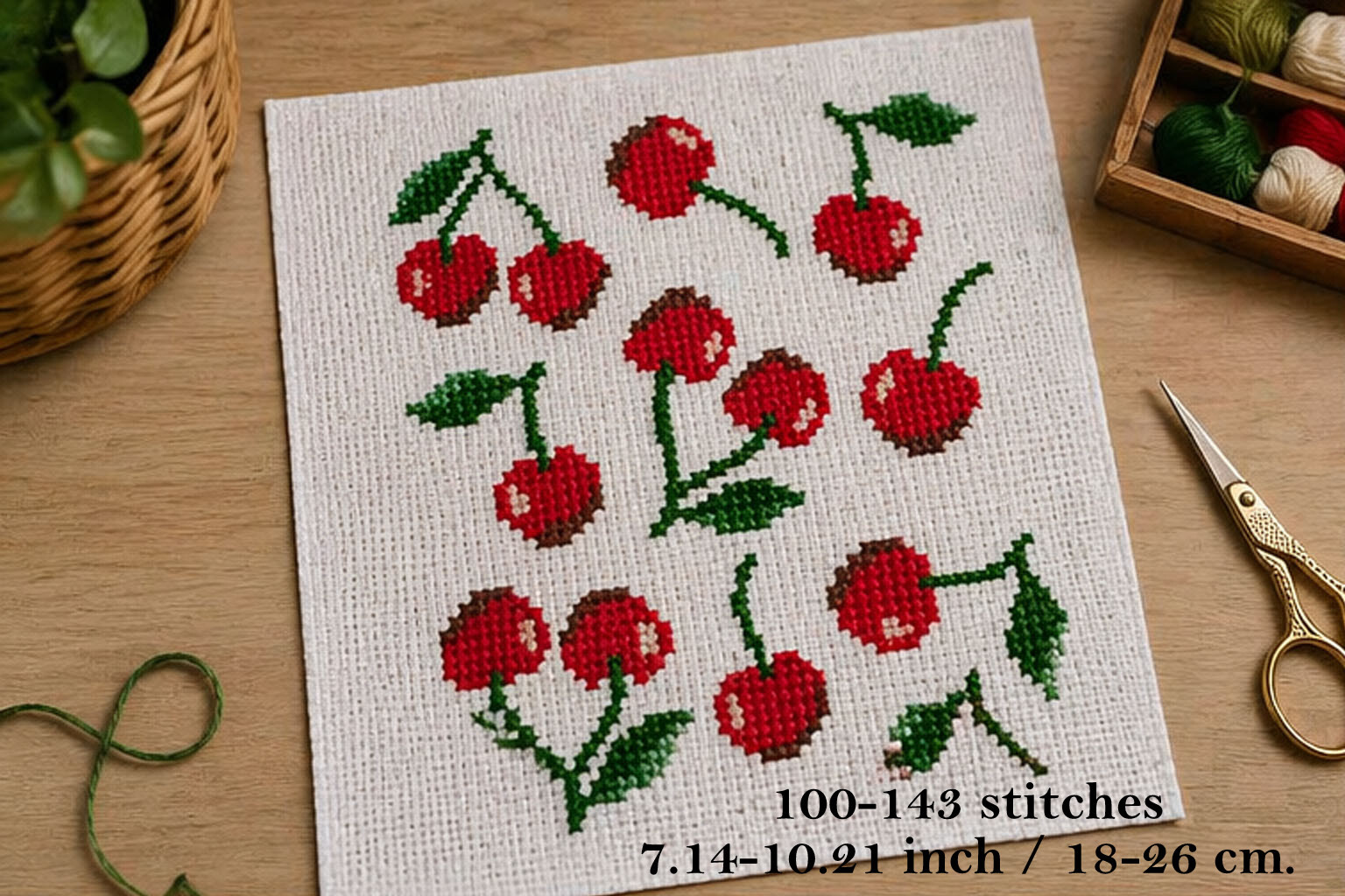 Cross Stitch Cherries Set Pattern with
