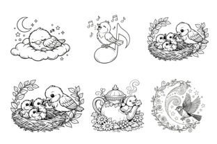 Cute Bird Coloring Pages Kids and Adults Graphic by DESIGN POWER ...