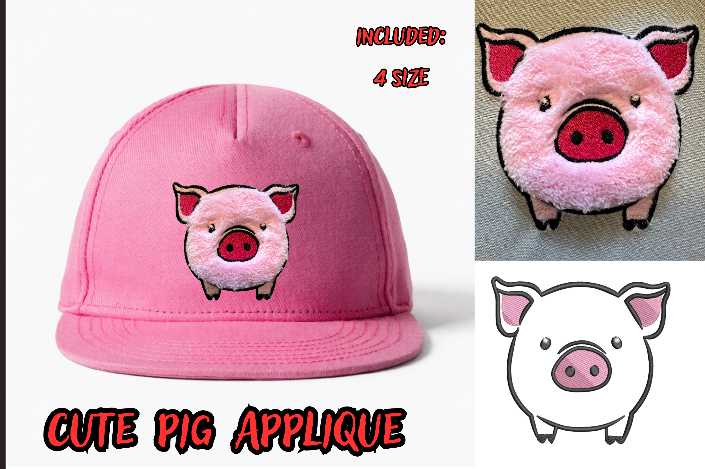 Cute Pig Applique