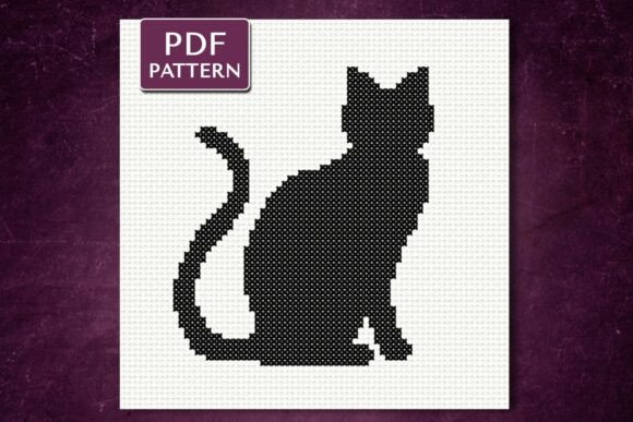 Easy Black Cat Cross Stitch Pattern