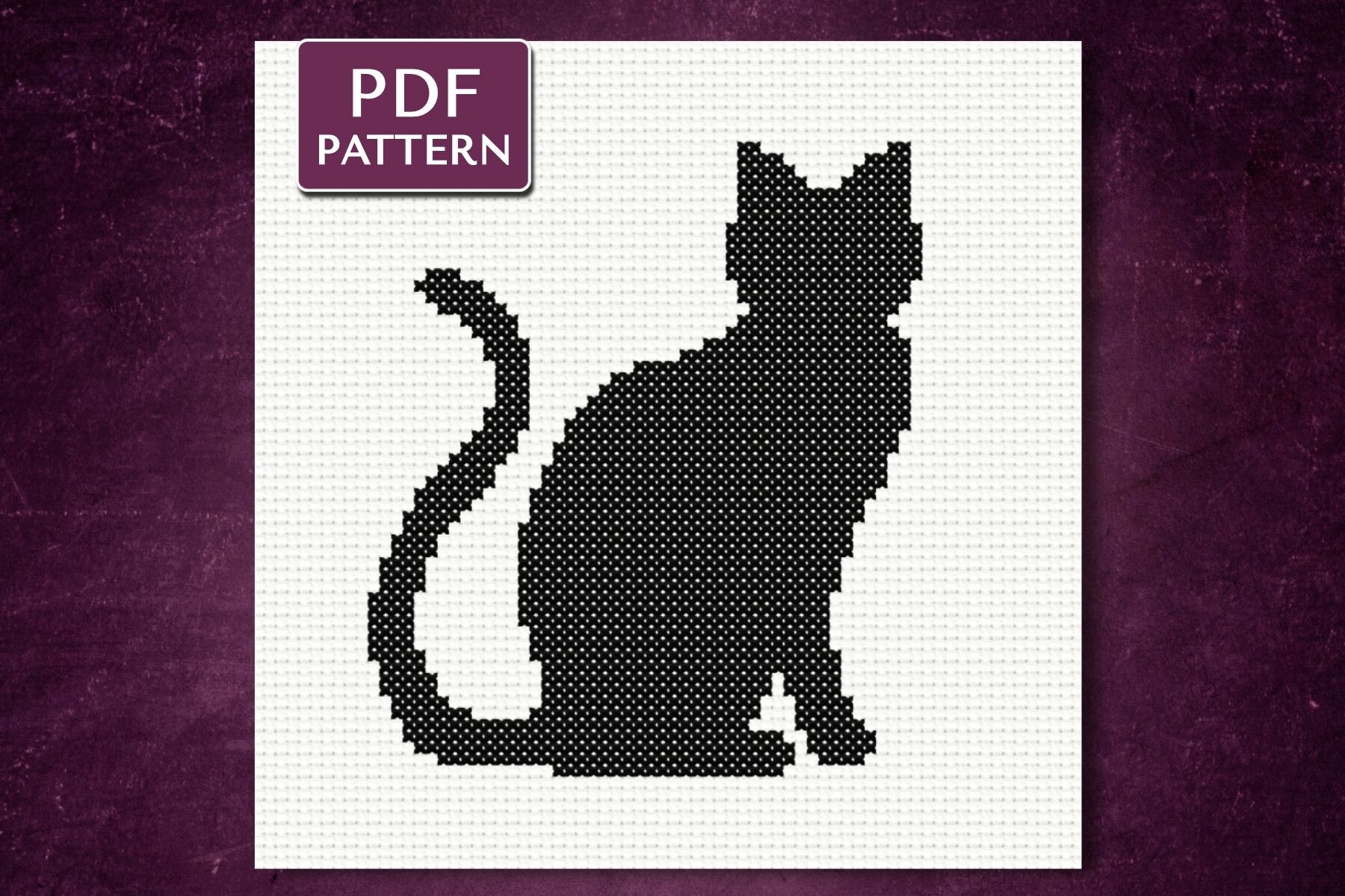 Easy Black Cat Cross Stitch Pattern