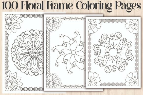 Floral Frame Coloring Pages Graphic by Pixvera · Creative Fabrica