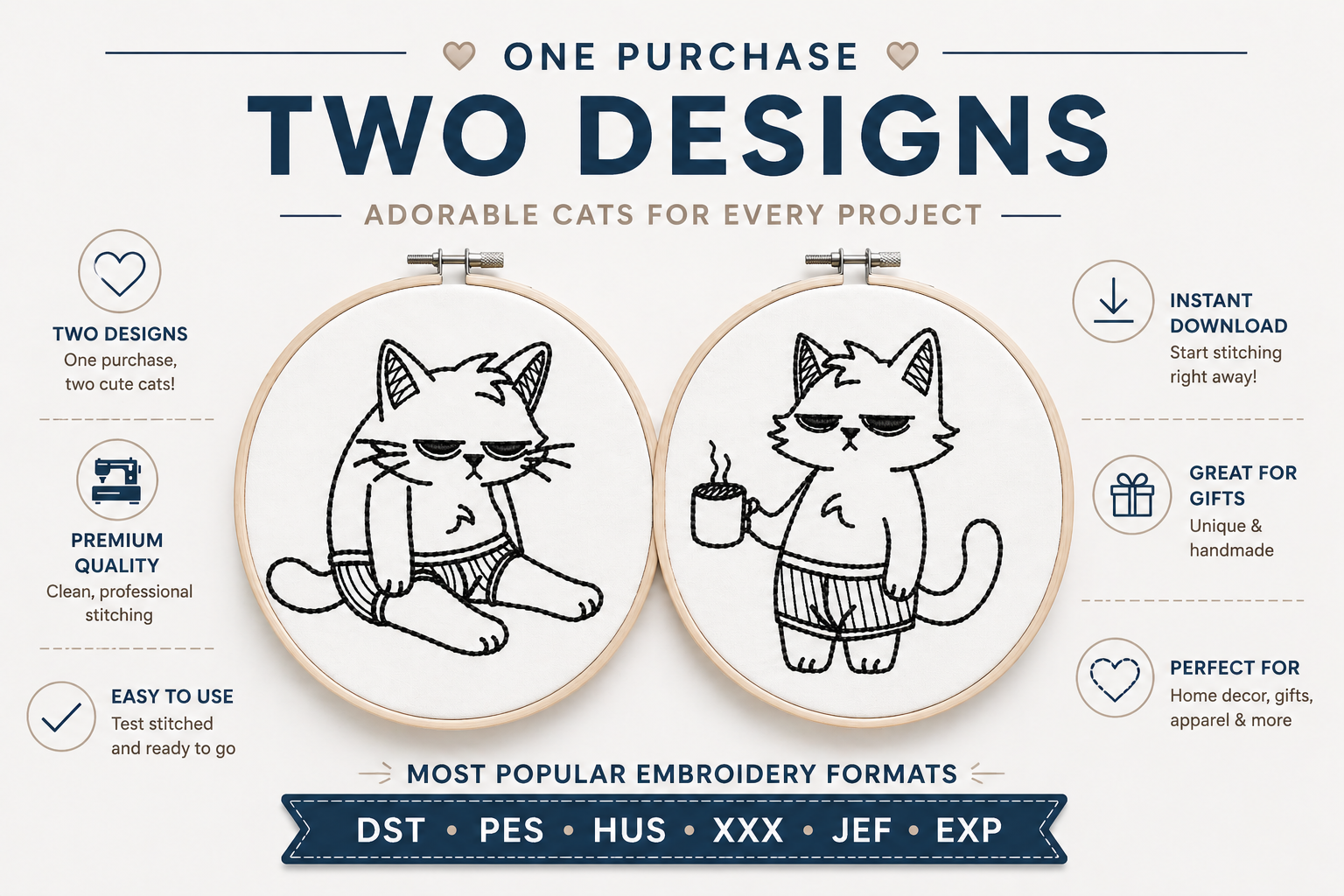 Grumpy Cat Machine Embroidery Design Set