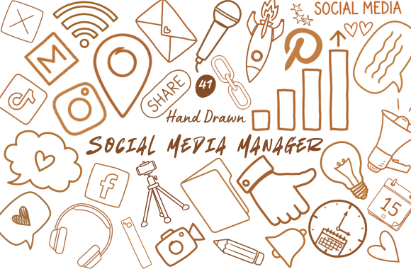 Hand-Drawn Social Media Manager Icons
