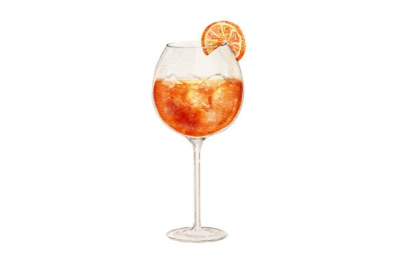 Hand-Painted Aperol Spritz Watercolor Grafika Ilustracje do Druku Przez Kaleriia Studio