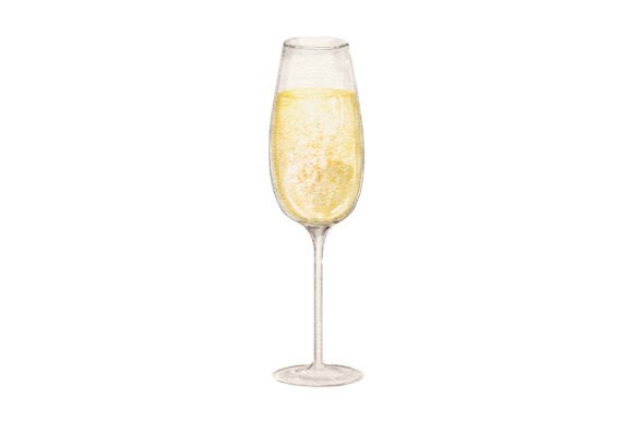 Hand-painted Champagne Watercolor Art Graphic Illustrations By Kaleriia Studio
