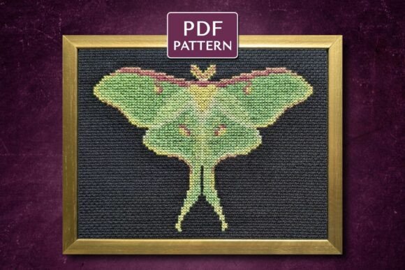 Luna Moth Digital Cross Stitch Pattern