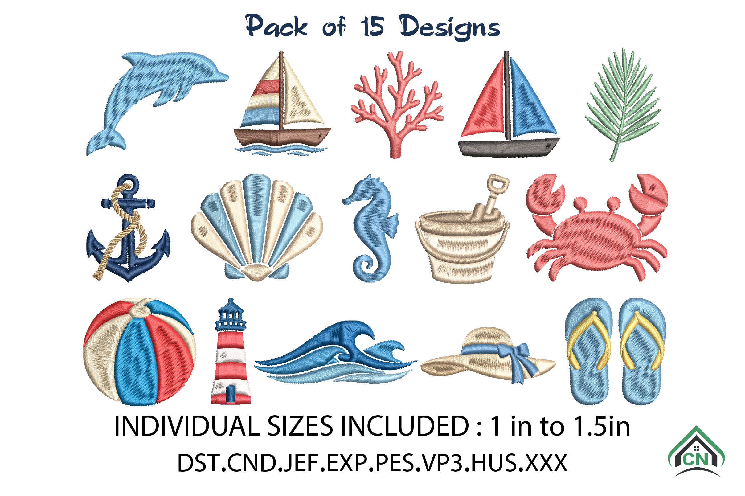 Mini Coastal Embroidery Design Bundle