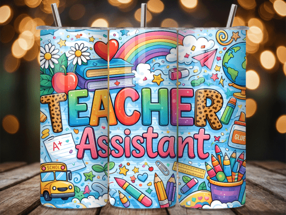 Rainbow Teacher Assistant School Tumbler