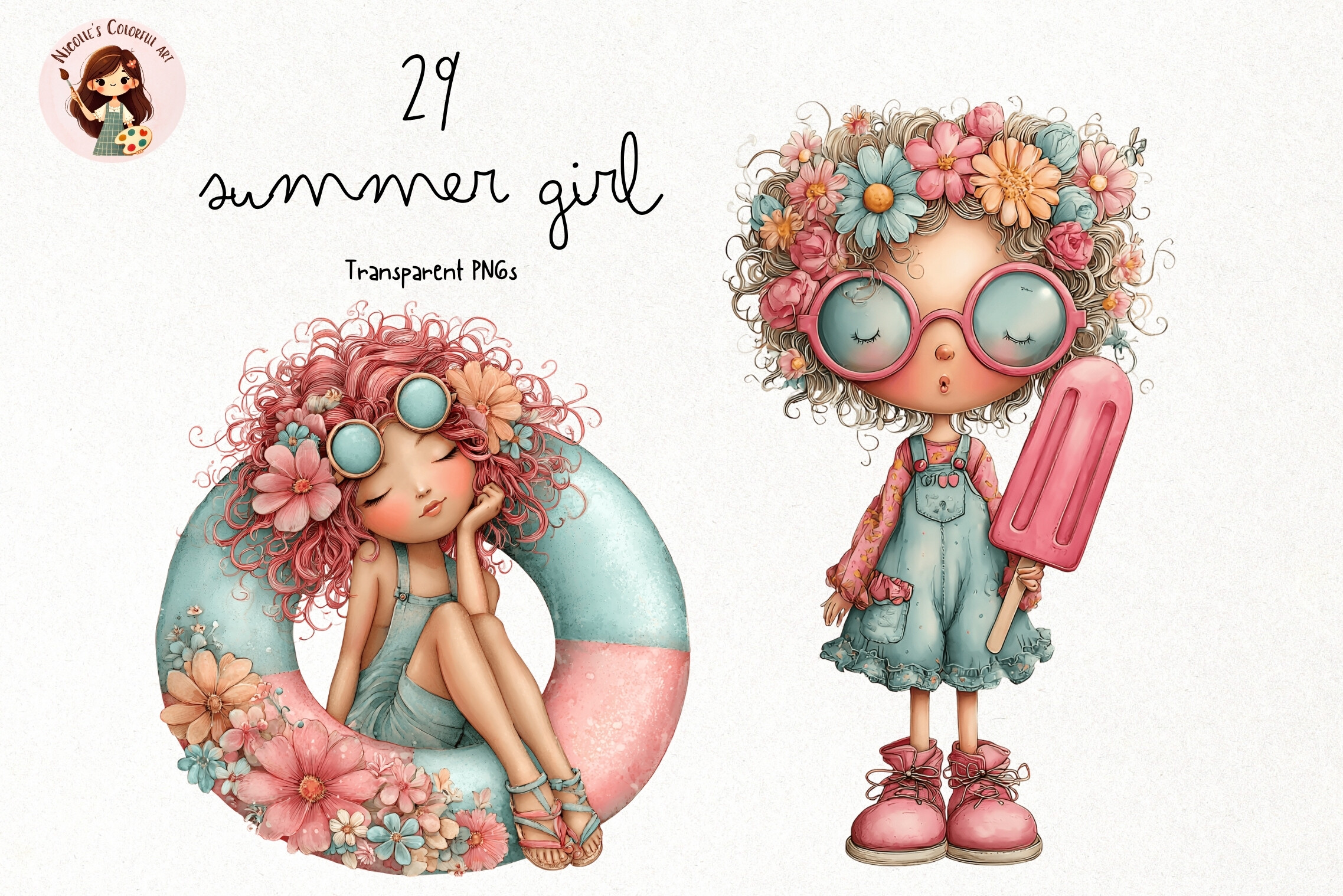 Summer Girl PNG Clipart Set Graphic by Nicolle's Colorful Art ...