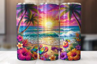 Tropical Sunset Beach Tumbler Wrap PNG Graphic by Begum Creation ...