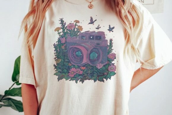 Vintage Camera Flower Garden Png