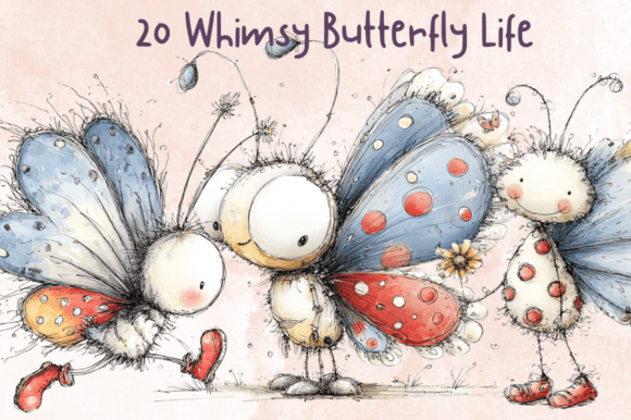 Whimsy Butterfly Life Clipart Set Graphic AI Generated By giraffecreativestudio