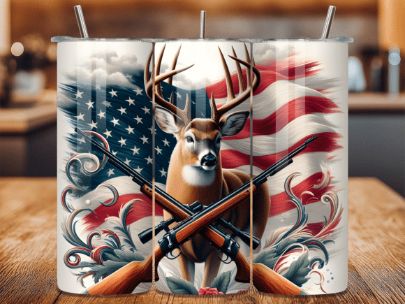 American Flag Buck Hunting Tumbler Wrap