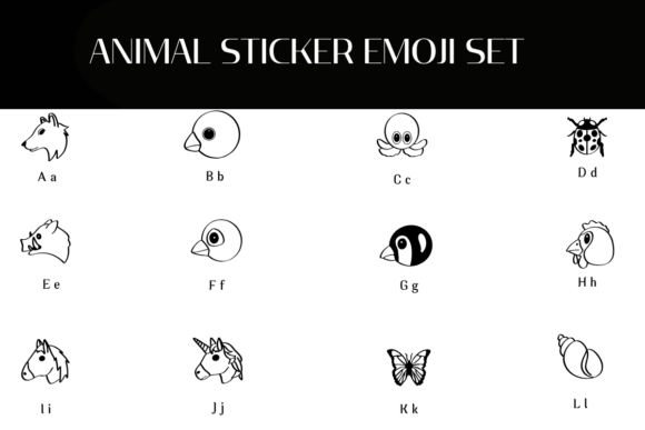Animal Sticker Emoji Set Font - Preview 1