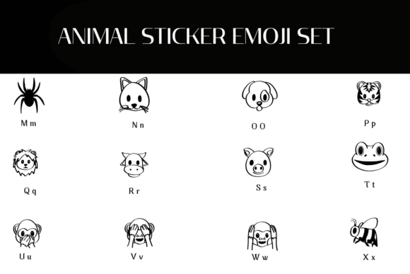 Animal Sticker Emoji Set Font - Preview 2