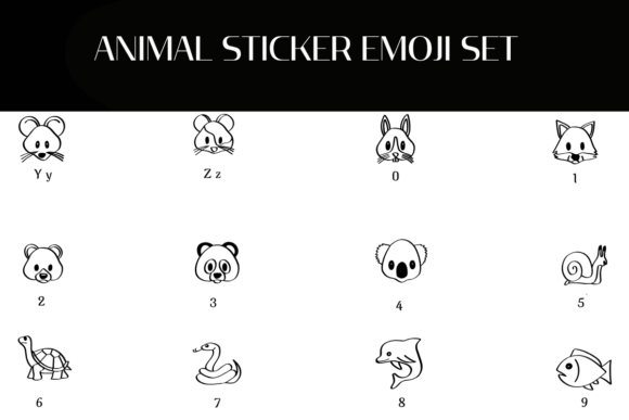Animal Sticker Emoji Set Font - Preview 3