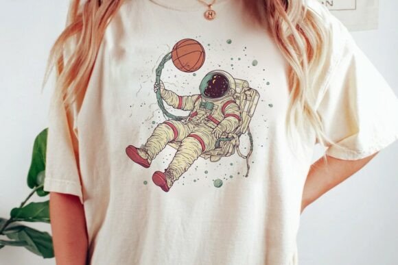 Astronaut Playing Basketball in Spac Png