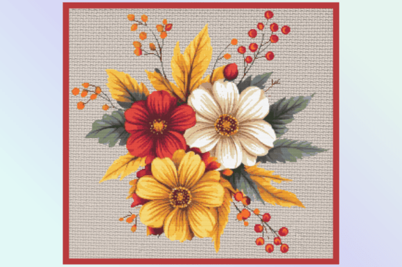 Autumn Floral Bouquet Cross Stitch Patte