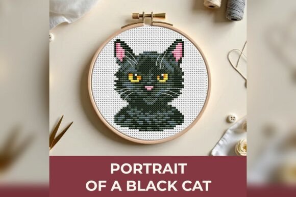 Black Cat Portrait - Instant Download PD