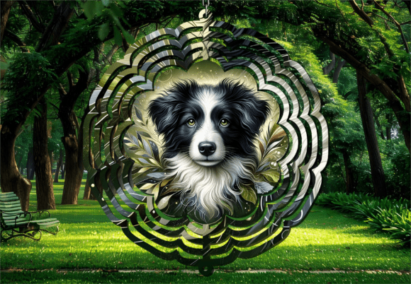 border collie dog forest wind spinner SVG PNG design for sublimation