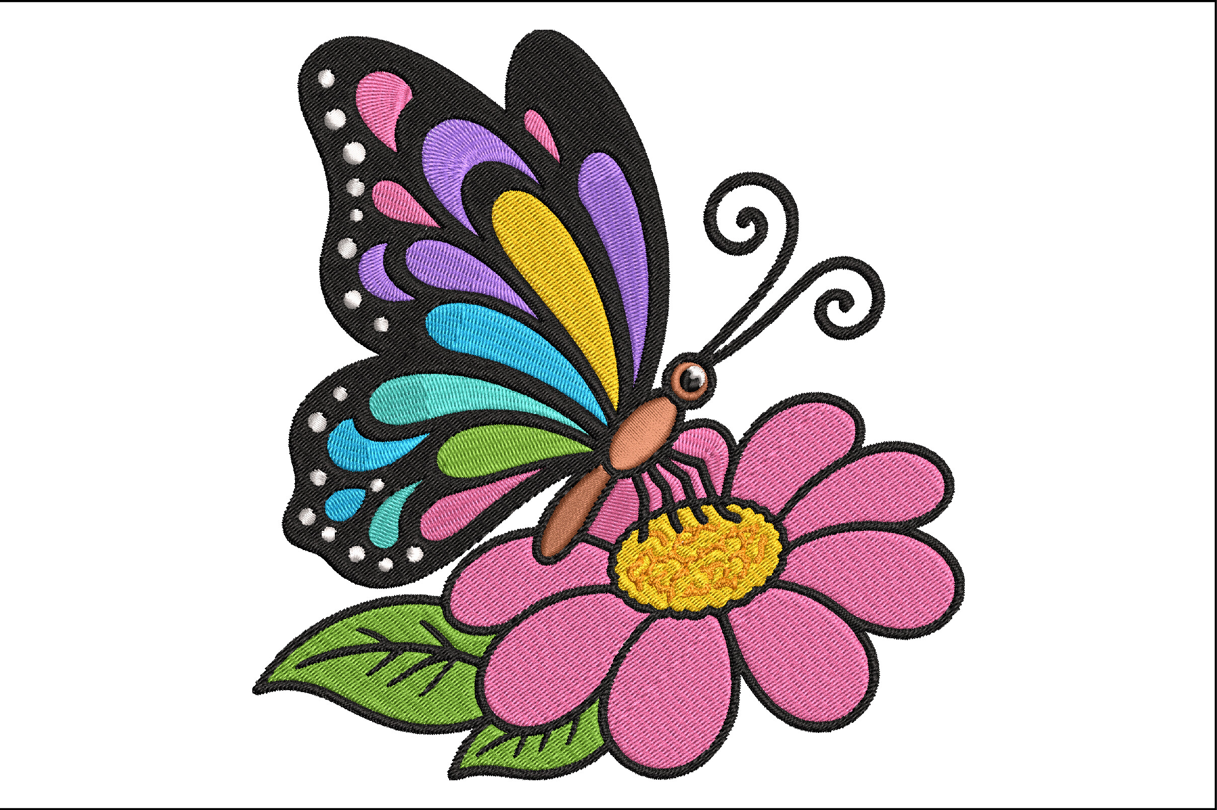 Butterfly Flower Embroidery Design